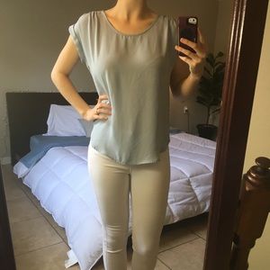 Baby blue light business casual blouse